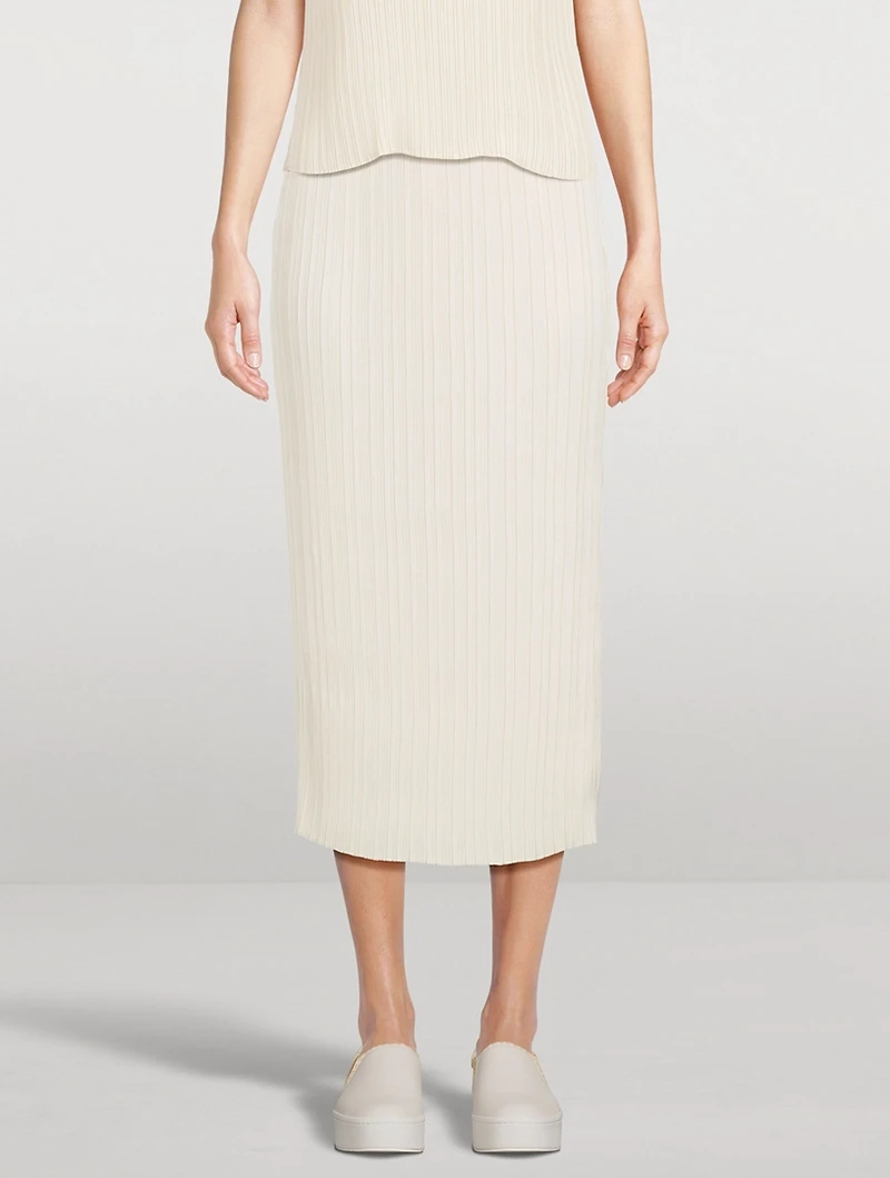 Pleated Satin Pencil Skirt