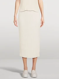 Pleated Satin Pencil Skirt