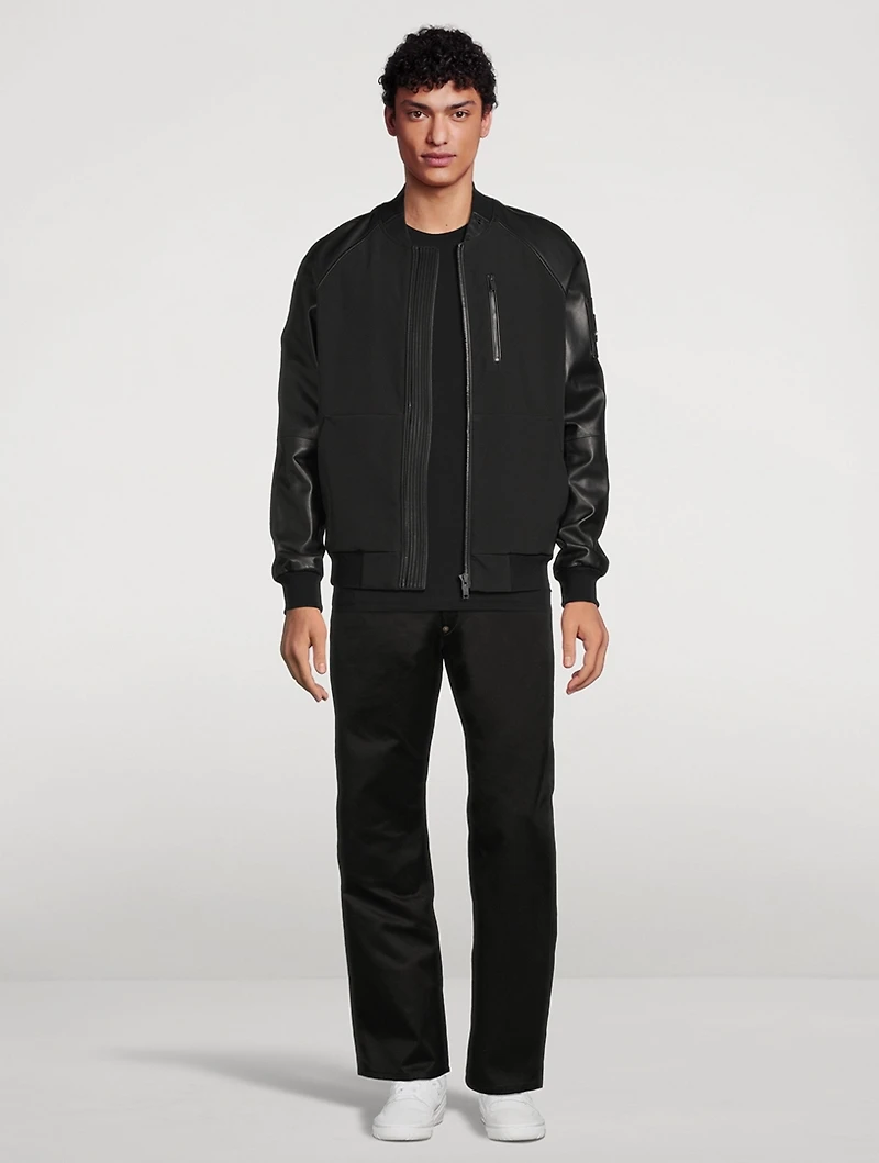 Neuville Bomber Jacket With Leather Sleeve