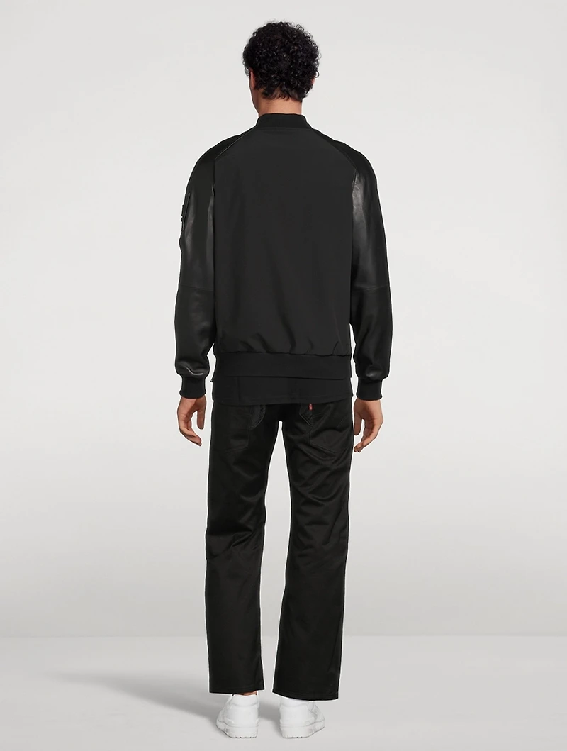 Neuville Bomber Jacket With Leather Sleeve