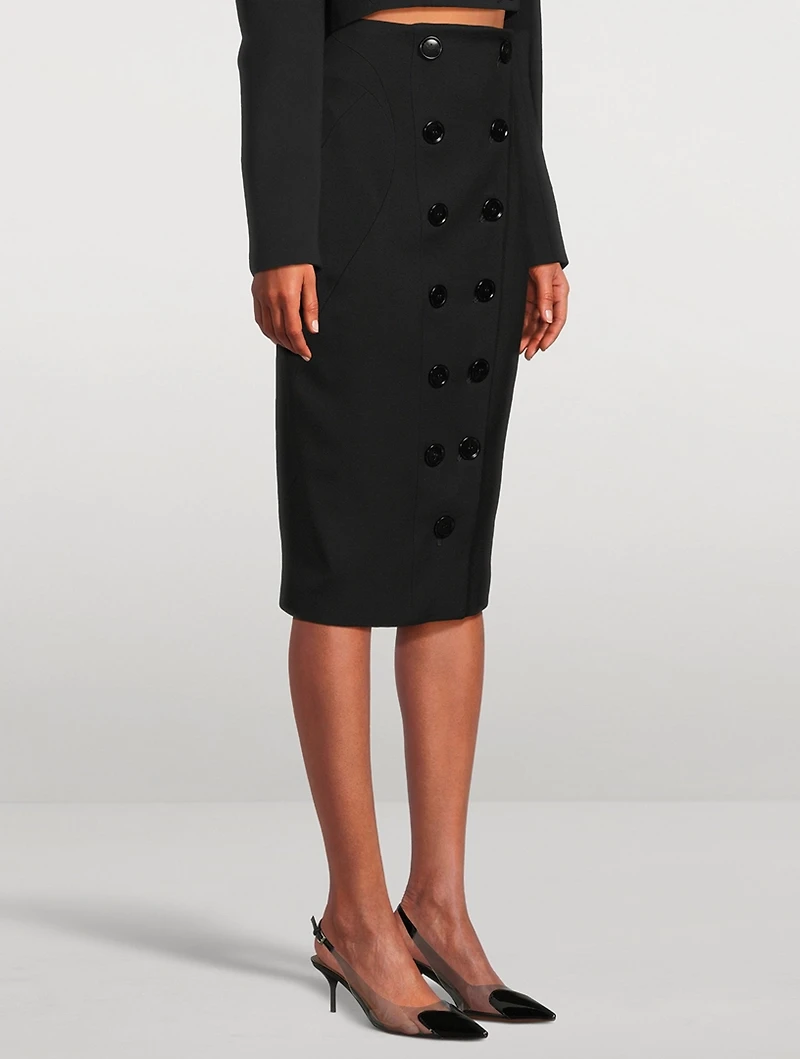 Button-Trimmed Pencil Skirt