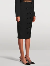 Button-Trimmed Pencil Skirt