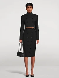 Button-Trimmed Pencil Skirt