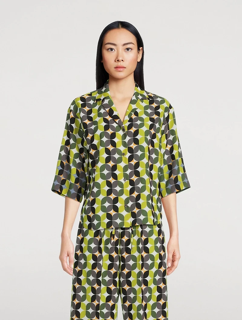 Cala Cropped Shirt Geometric Print