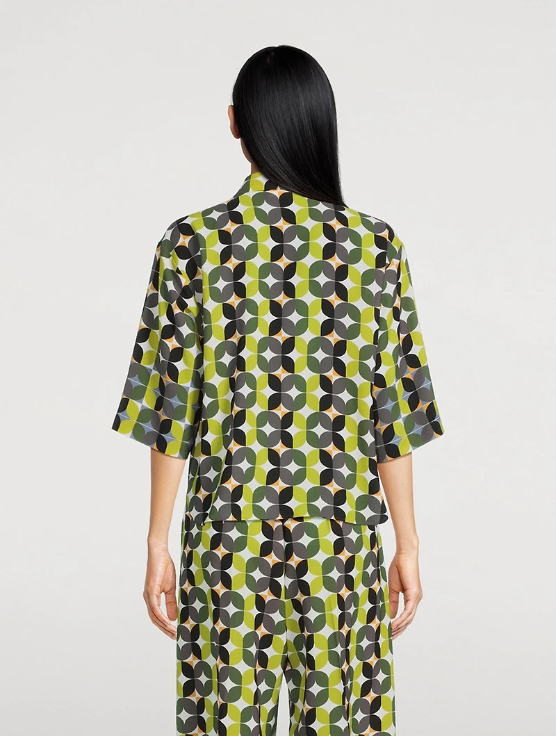 Cala Cropped Shirt Geometric Print