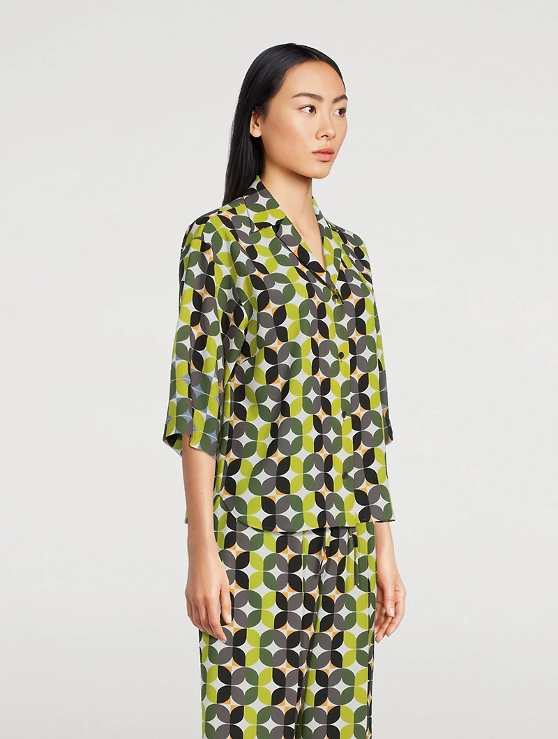 Cala Cropped Shirt Geometric Print