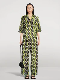 Cala Cropped Shirt Geometric Print