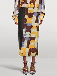 Spa Silk Midi Skirt Geometric Print