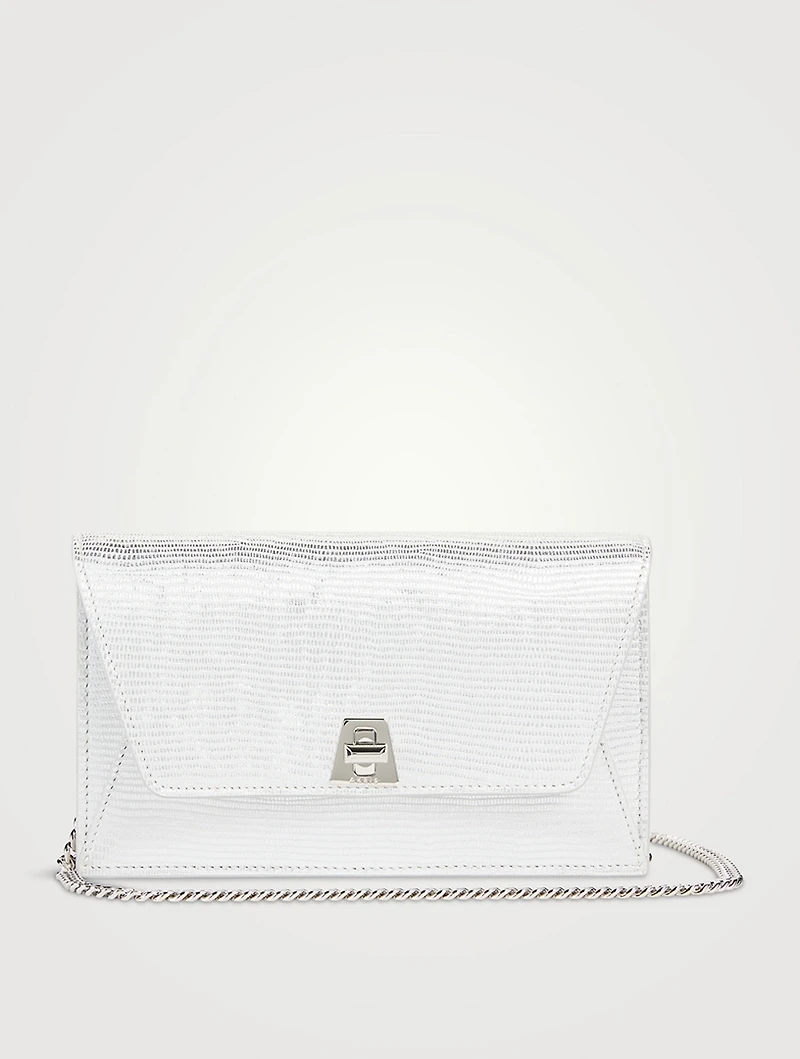 Anouk Envelope Lizard-Embossed Metallic Leather Clutch