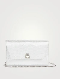 Anouk Envelope Lizard-Embossed Metallic Leather Clutch