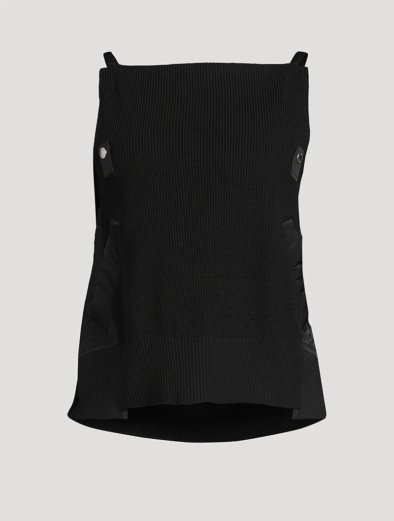 Nylon Twill Mix Knit Camisole