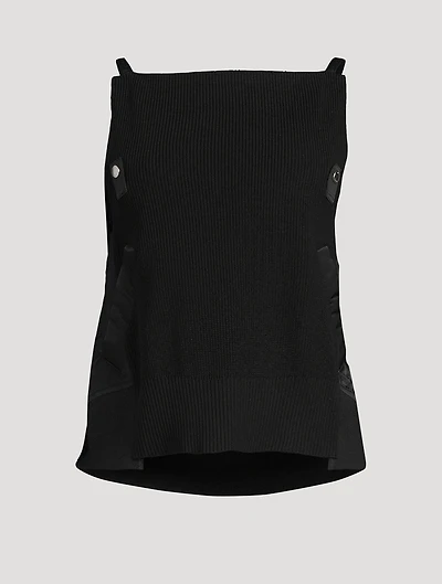 Nylon Twill Mix Knit Camisole
