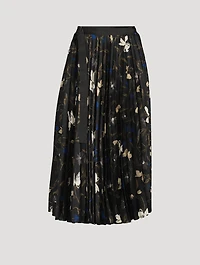 Pleated Midi Skirt Floral Print