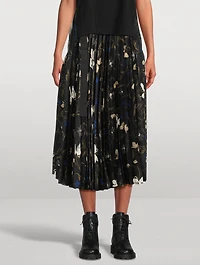 Pleated Midi Skirt Floral Print
