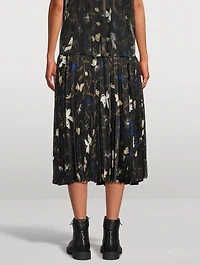 Pleated Midi Skirt Floral Print