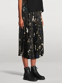 Pleated Midi Skirt Floral Print