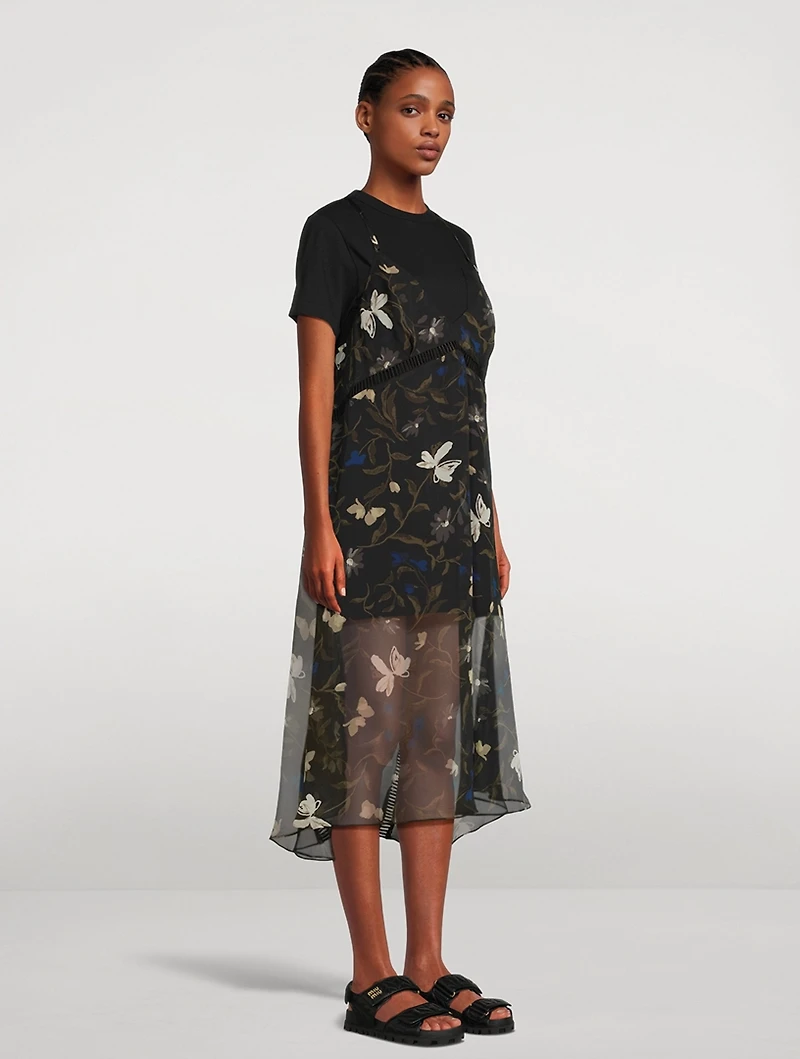 Layered Midi Dress Floral Print