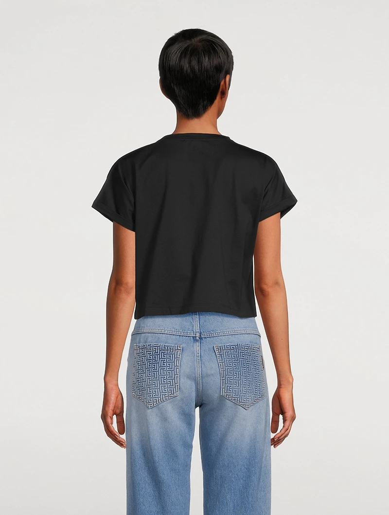 Cropped T-Shirt Roses Print