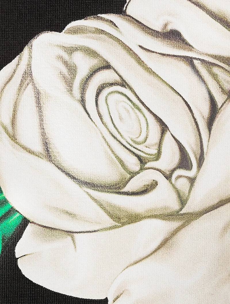 Cropped T-Shirt Roses Print
