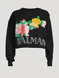 Cropped Sweatshirt Roses Print