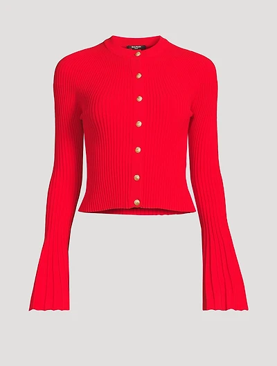 Pleated Bell-Sleeve Cardigan