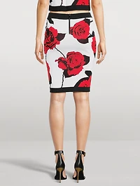 Rose Jacquard Knit Pencil Skirt