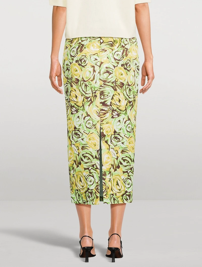 Lorelei Twill Pencil Skirt Floral Print