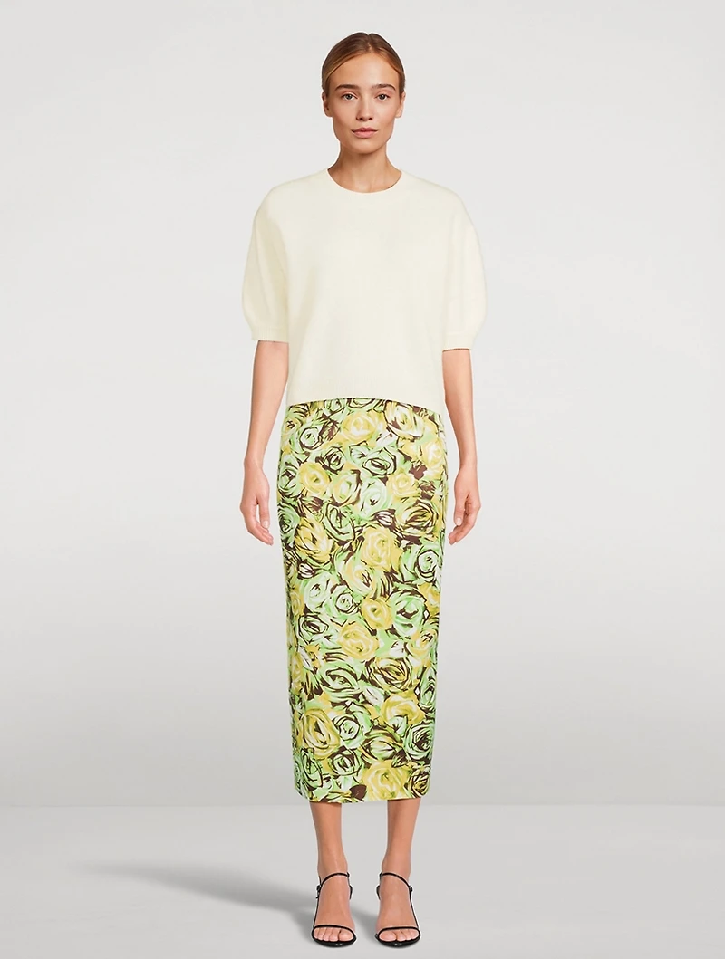 Lorelei Twill Pencil Skirt Floral Print