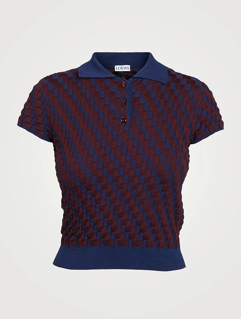 Cotton Short-Sleeve Polo Sweater