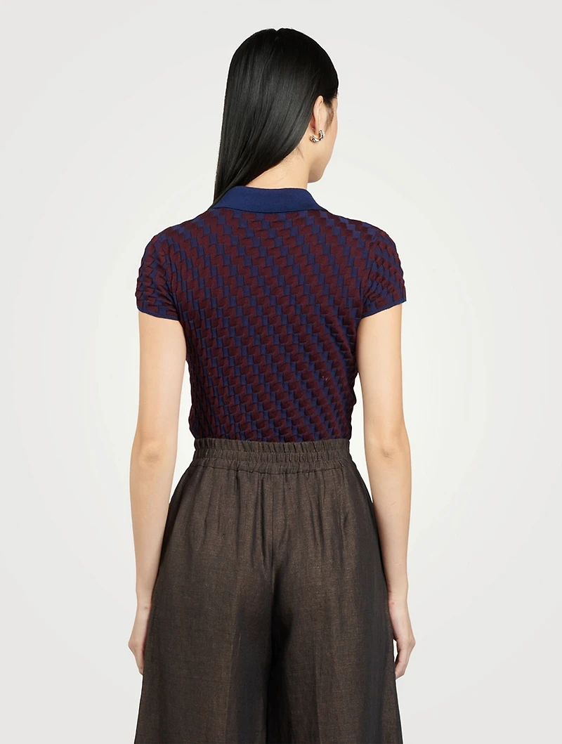 Cotton Short-Sleeve Polo Sweater