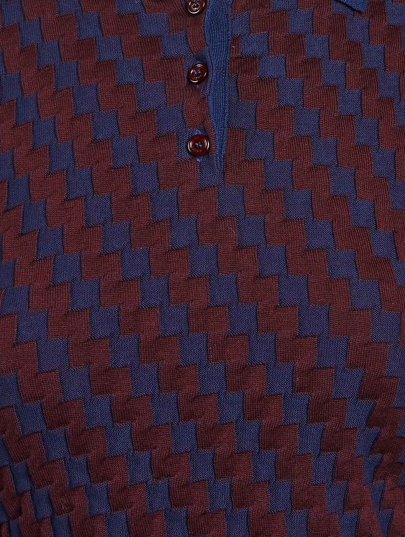Cotton Short-Sleeve Polo Sweater