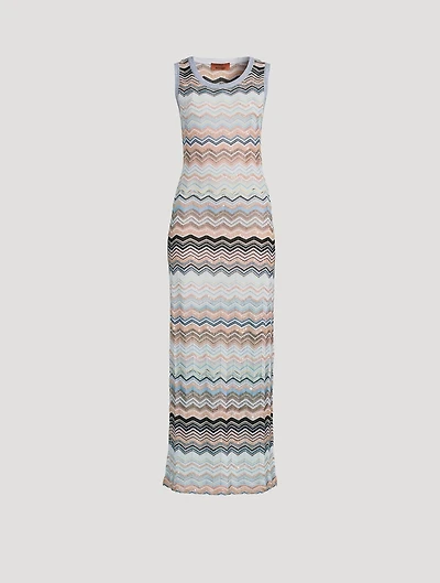 Sequin Zigzag Knit Maxi Dress