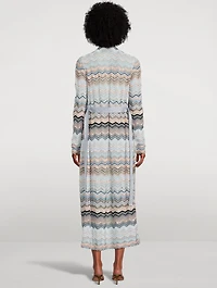 Lurex Zigzag Belted Cardigan