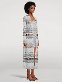Lurex Zigzag Belted Cardigan