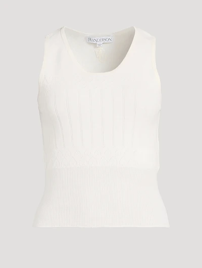 Pointelle Knit Sleeveless Top