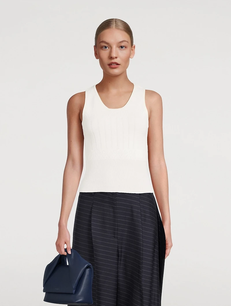 Pointelle Knit Sleeveless Top