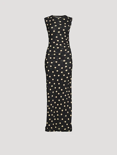 Mesh Maxi Dress Polka Dot Print