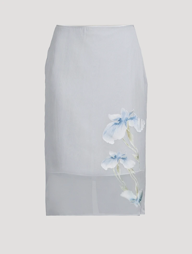 Layered Dévoré Satin Skirt Iris Print