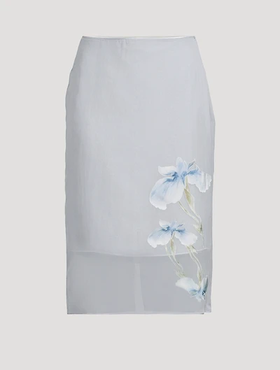 Layered Dévoré Satin Skirt Iris Print