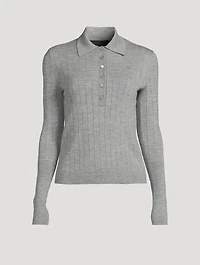 Rib-Knit Polo Sweater