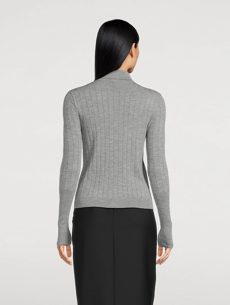 Rib-Knit Polo Sweater