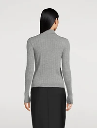 Rib-Knit Polo Sweater