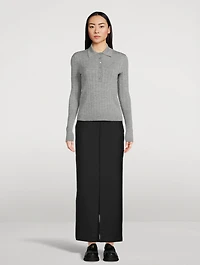 Rib-Knit Polo Sweater
