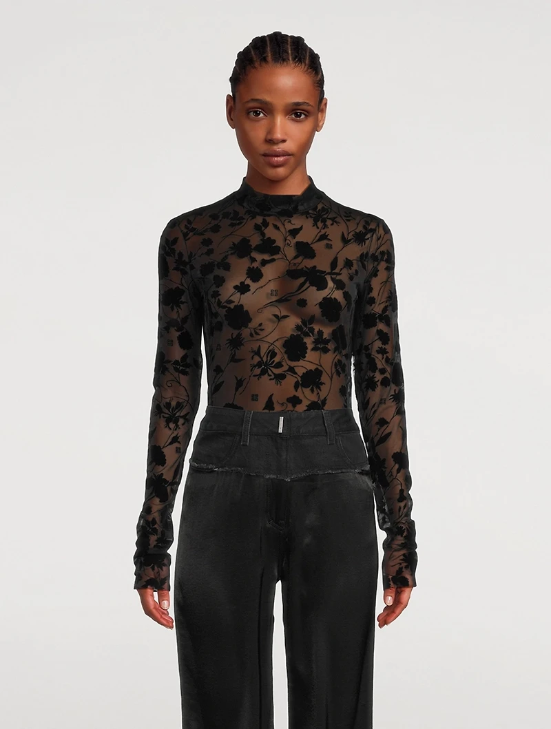 Tulle Floral Jacquard Bodysuit