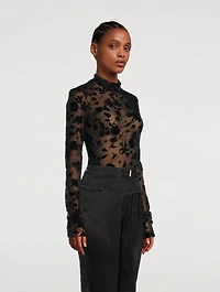 Tulle Floral Jacquard Bodysuit