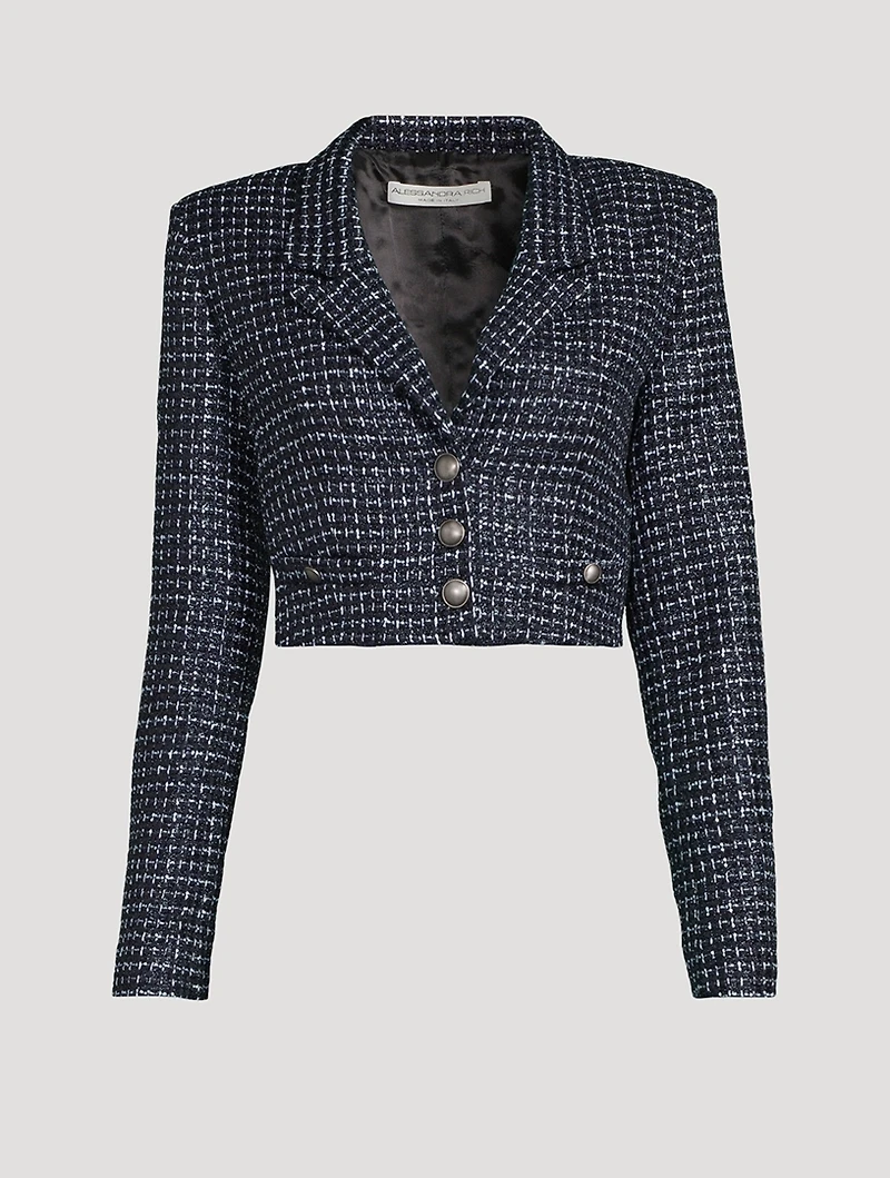 Check Tweed Bouclé Cropped Blazer