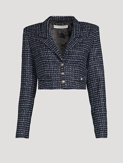 Check Tweed Bouclé Cropped Blazer
