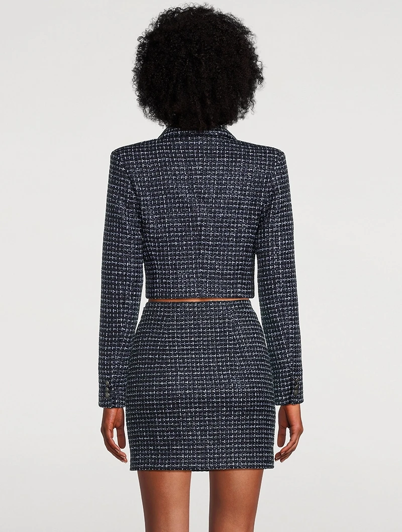 Check Tweed Bouclé Cropped Blazer