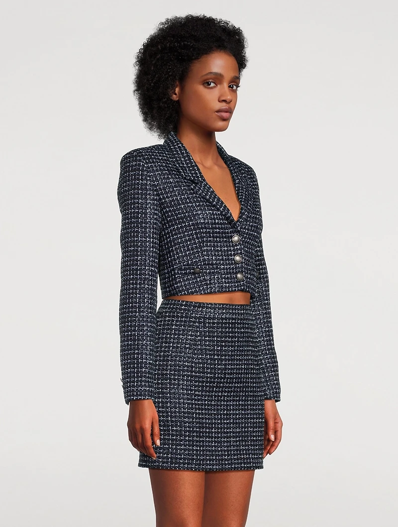 Check Tweed Bouclé Cropped Blazer