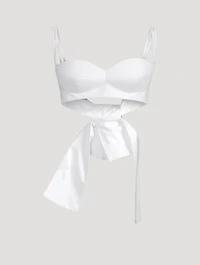 Cotton Bralette With Rose Appliqué